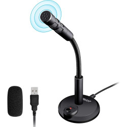 Veetop Micro PC USB pour Ordinateur, Micro Gaming - Microphone pour Vidéoconférence, Enregistrement Vocal, Podcasting, Skype, Yo