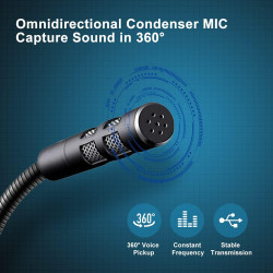 Veetop Micro PC USB pour Ordinateur, Micro Gaming - Microphone pour Vidéoconférence, Enregistrement Vocal, Podcasting, Skype, Yo