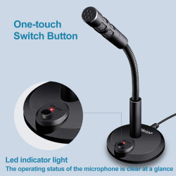 Veetop Micro PC USB pour Ordinateur, Micro Gaming - Microphone pour Vidéoconférence, Enregistrement Vocal, Podcasting, Skype, Yo