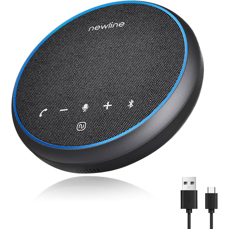 Microphone usb pour conférence bleutooth haut-parleur pour pc, réduction du bruit, capture vocale à 360° 43 heures en veille, co