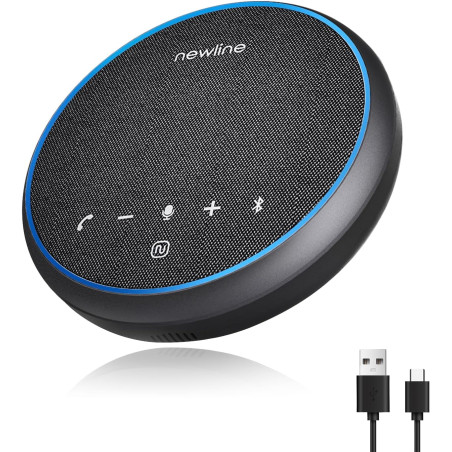 Microphone usb pour conférence bleutooth haut-parleur pour pc, réduction du bruit, capture vocale à 360° 43 heures en veille, co