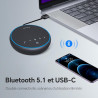 Microphone usb pour conférence bleutooth haut-parleur pour pc, réduction du bruit, capture vocale à 360° 43 heures en veille, co