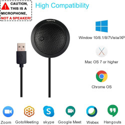 Microphone USB de Conférence, USB Micro pour Ordinateur, Microphone à Condensateur Omnidirectionnel à 360° pour PC Portable avec