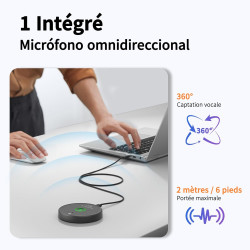 AIRHUG Microphone USB sans haut-parleur, microphone d'ordinateur de bureau, bouton muet avec indicateur LED, réduction du bruit 