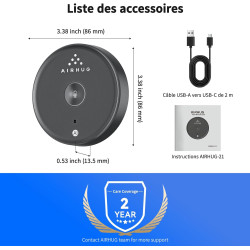 AIRHUG Microphone USB sans haut-parleur, microphone d'ordinateur de bureau, bouton muet avec indicateur LED, réduction du bruit 