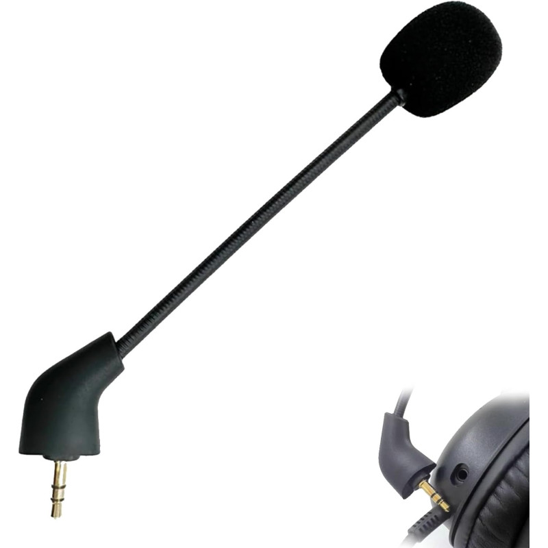 Microphone de Rechange 3,5 mm Boom for Hyperx Cloud 2, Micro Gaming Antibruit Compatible avec Casques for HyperX Cloud Alpha, Cl