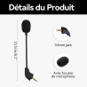 Microphone de Rechange 3,5 mm Boom for Hyperx Cloud 2, Micro Gaming Antibruit Compatible avec Casques for HyperX Cloud Alpha, Cl
