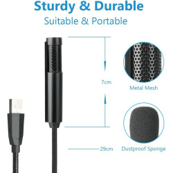 HOTUT Microphone USB pour ordinateur, microphone USB de conférence, microphone à condensateur en métal, microphone PC, omnidirec