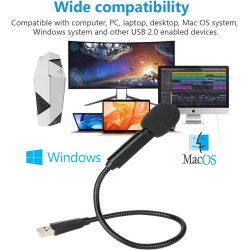 HOTUT Microphone USB pour ordinateur, microphone USB de conférence, microphone à condensateur en métal, microphone PC, omnidirec