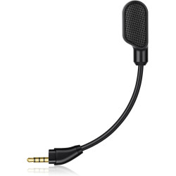 HOTUT Micro de Remplacement Détachable 3.5mm avec Réduction de Bruit, Micro Externe Gaming avec Indicateur LED Muet(Noir)
