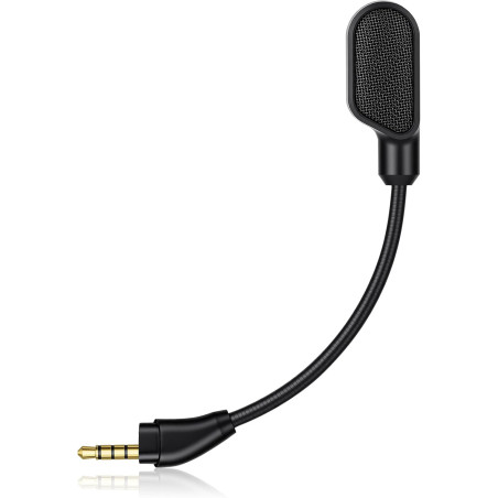 HOTUT Micro de Remplacement Détachable 3.5mm avec Réduction de Bruit, Micro Externe Gaming avec Indicateur LED Muet(Noir)