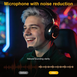 HOTUT Micro de Remplacement Détachable 3.5mm avec Réduction de Bruit, Micro Externe Gaming avec Indicateur LED Muet(Noir)