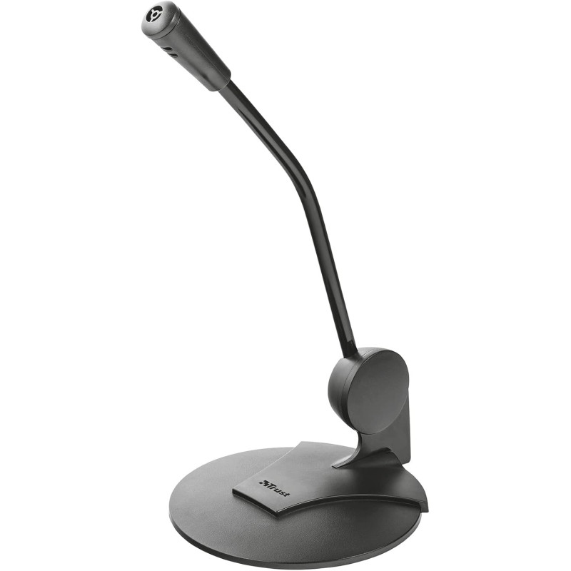 Trust Primo Microphone de Bureau, Prise AUX 3,5 mm, Micro avec Angle Réglable, Câble de 1.8m Adaptateur, Design Compact pour PC,