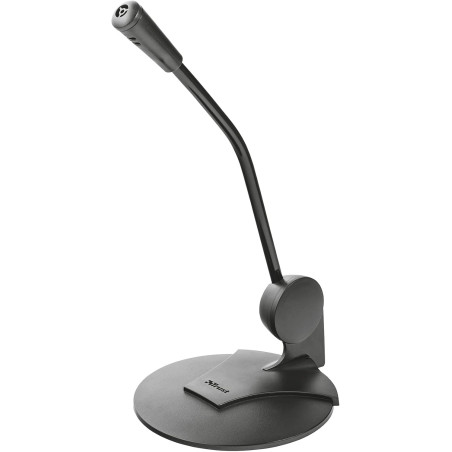 Trust Primo Microphone de Bureau, Prise AUX 3,5 mm, Micro avec Angle Réglable, Câble de 1.8m Adaptateur, Design Compact pour PC,