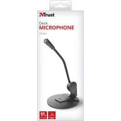 Trust Primo Microphone de Bureau, Prise AUX 3,5 mm, Micro avec Angle Réglable, Câble de 1.8m Adaptateur, Design Compact pour PC,