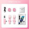 Micro cravate sans fil rose pour iPhone et Android – Mini micro à clipser avec suppression du bruit, portée de 20 m, batterie 8H