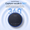 Haut-parleur de conférence bleutooth, micro 360° avec 3 micros ai réduction du bruit, autonomie 12h, usb-c & bleutooth, speakerp