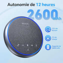 Haut-parleur de conférence bleutooth, micro 360° avec 3 micros ai réduction du bruit, autonomie 12h, usb-c & bleutooth, speakerp
