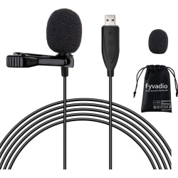 Microphone USB, 2m USB Lavalier Microphone Plug & Play Omnidirectionnel Lapel Shirt Collar Clip on Mic pour PC, Computer, Mac, L