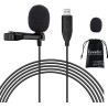 Microphone USB, 2m USB Lavalier Microphone Plug & Play Omnidirectionnel Lapel Shirt Collar Clip on Mic pour PC, Computer, Mac, L