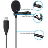 Microphone USB, 2m USB Lavalier Microphone Plug & Play Omnidirectionnel Lapel Shirt Collar Clip on Mic pour PC, Computer, Mac, L