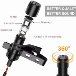Microphone USB, 2m USB Lavalier Microphone Plug & Play Omnidirectionnel Lapel Shirt Collar Clip on Mic pour PC, Computer, Mac, L