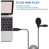 Microphone USB, 2m USB Lavalier Microphone Plug & Play Omnidirectionnel Lapel Shirt Collar Clip on Mic pour PC, Computer, Mac, L