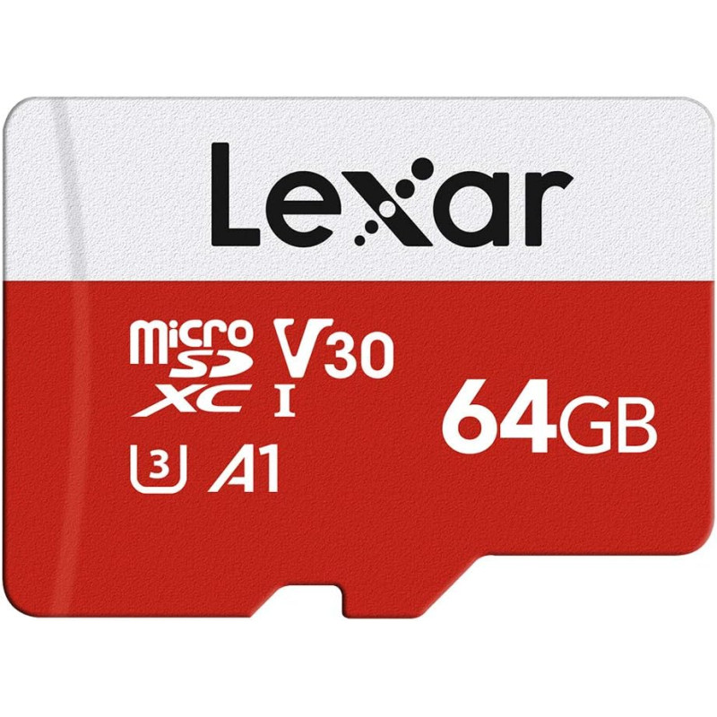 Lexar Carte Micro SD 64 Go, Carte Mémoire Micro SD+ Adaptateur, Microsdxc Carte TF jusqu'à 100 Mo/s, A1, U3, C10, V30, Full HD e