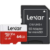 Lexar Carte Micro SD 64 Go, Carte Mémoire Micro SD+ Adaptateur, Microsdxc Carte TF jusqu'à 100 Mo/s, A1, U3, C10, V30, Full HD e