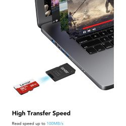 Lexar Carte Micro SD 32 Go, Carte Mémoire Micro SD+ Adaptateur, Microsdxc Carte TF jusqu'à 100 Mo/s, A1, U1, C10, V10, Full HD e