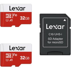 Lexar Carte Micro SD 32 Go Lot de 2 Cartes, Carte Mémoire Micro SD+ Adaptateur, Microsdxc Carte TF jusqu'à 100 Mo/s, A1, U1, C10
