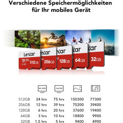 Lexar Carte Micro SD 32 Go Lot de 3 Cartes, Carte Mémoire Micro SD+ Adaptateur, Microsdxc Carte TF jusqu'à 100 Mo/s, A1, U1, C10