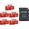 Lexar Carte Micro SD 32 Go Lot de 5 Cartes, Carte Mémoire Micro SD+ Adaptateur, Microsdxc Carte TF jusqu'à 100 Mo/s, A1, U1, C10