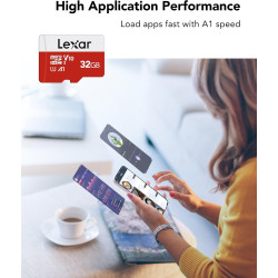 Lexar Carte Micro SD 32 Go Lot de 5 Cartes, Carte Mémoire Micro SD+ Adaptateur, Microsdxc Carte TF jusqu'à 100 Mo/s, A1, U1, C10