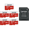 Lexar Carte Micro SD 64 Go Lot de 5 Cartes, Carte Mémoire Micro SD+ Adaptateur, Microsdxc Carte TF jusqu'à 100 Mo/s, A1, U3, C10