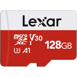 Lexar Carte Micro SD 128 Go, Carte Mémoire Micro SD+ Adaptateur, Microsdxc Carte TF jusqu'à 100 Mo/s, A1, U3, C10, V30, Full HD 