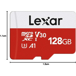 Lexar Carte Micro SD 128 Go, Carte Mémoire Micro SD+ Adaptateur, Microsdxc Carte TF jusqu'à 100 Mo/s, A1, U3, C10, V30, Full HD 