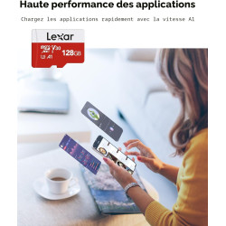 Lexar Carte Micro SD 128 Go Lot de 5 Cartes, Carte Mémoire Micro SD+ Adaptateur, Microsdxc Carte TF jusqu'à 100 Mo/s, A1, U3, C1