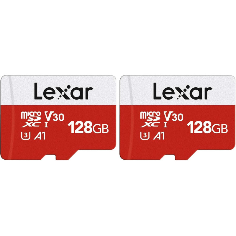 Lexar Carte Micro SD 128 Go, Carte Mémoire Micro SD+ Adaptateur, Microsdxc Carte TF jusqu'à 100 Mo/s, A1, U3, C10, V30, Full HD 