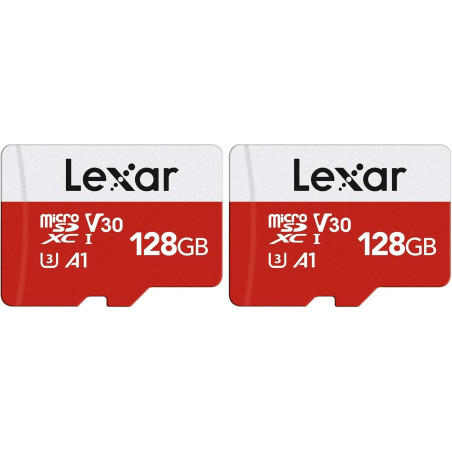 Lexar Carte Micro SD 128 Go, Carte Mémoire Micro SD+ Adaptateur, Microsdxc Carte TF jusqu'à 100 Mo/s, A1, U3, C10, V30, Full HD 