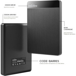 UnionSine Disque Dur Externe Portable 500Go Ultra-Mince 2.5" USB 3.0, SATA, Stockage HDD pour PC, Mac, Ordinateur de Bureau, Ord