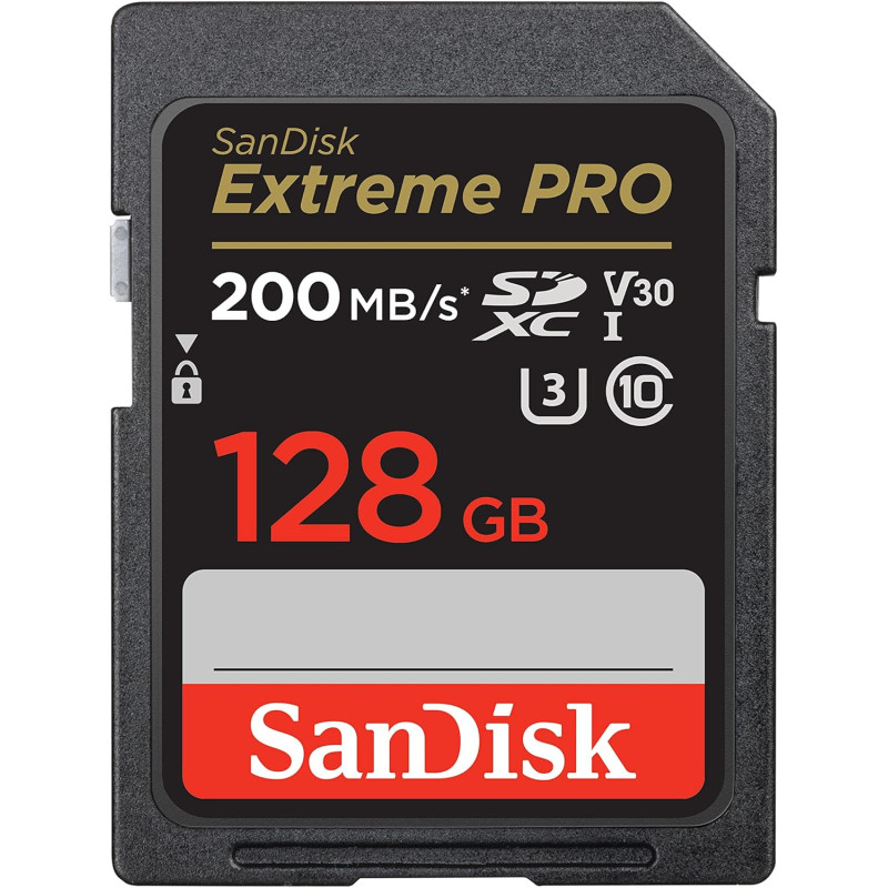 SanDisk 128 Go Extreme PRO carte SDXC + RescuePRO Deluxe, jusqu'à 200 Mo/s, UHS-I, Classe 10, U3, V30