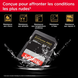 SanDisk Extreme PRO Carte SDXC 256 Go (Carte SD V30, Vitesse de Transfert jusqu'à 200 Mo/s, UHS-I, 4K UHD Videos, RescuePRO Delu