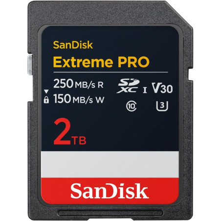 SanDisk 2 to Carte SDXC Extreme Pro, Carte SD V30, UHS-I, (4K UHD Videos, Vitesse de Lecture jusqu'à 250 Mo/s, RescuePRO Deluxe,