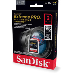 SanDisk 2 to Carte SDXC Extreme Pro, Carte SD V30, UHS-I, (4K UHD Videos, Vitesse de Lecture jusqu'à 250 Mo/s, RescuePRO Deluxe,