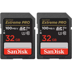 SanDisk 32 Go Extreme Pro Carte SDHC + RescuePRO Deluxe, jusqu'à 100 Mo/s, UHS-I, Classe 10, U3, V30 (Lot de 2)