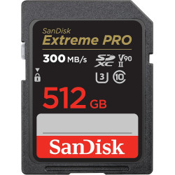 SanDisk Extreme PRO 512 Go Carte SDXC, Carte SD V90, UHS-II, 8K, 4K, Full HD Video, Vitesse de Lecture jusqu'à 300 Mo/s, l'épreu