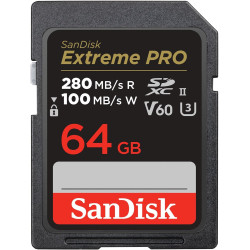 SanDisk 64 Go Extreme Pro, Carte SDXC jusqu'à 280 Mo/s UHS-II Class 10 U3 V60