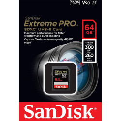 SanDisk Extreme PRO 64 Go Carte SDXC, Carte SD V90, UHS-II, 8K, 4K, Full HD Video, Vitesse de Lecture jusqu'à 300 Mo/s, l'épreuv