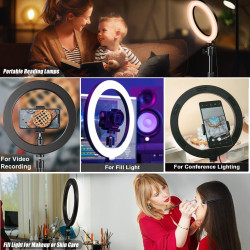 Support magnétique pour webcam Selfie, anneau lumineux de 26 cm avec support de bureau compatible avec les webcams Logitech Brio